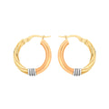9K 3 Colour Gold Creole Hoop Earrings