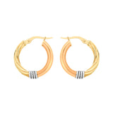 9K 3 Colour Gold Creole Hoop Earrings