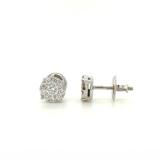 18K White Gold 0.50ct Diamond Round Cluster Stud Earrings