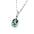 Oval Green CZ Drop Pendant With 18" Chain
