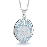 Oval Rose On Light Blue Background Locket