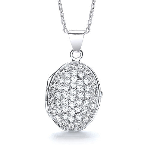 Oval Shape All CZ's On Front Locket