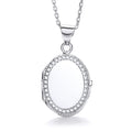 Oval Shape With Thin Line Of CZ's Locket