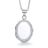 Oval Shape With Thin Line Of CZ's Locket