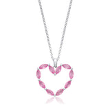 Pink Heart Silver Drop Necklace
