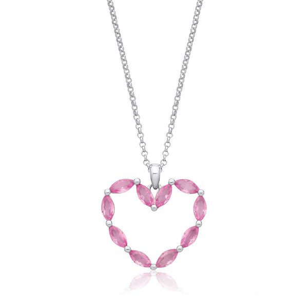 Pink Heart Silver Drop Necklace