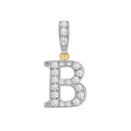 9K 2 Colour Gold Cubic Zirconia 'B' Initial Pendant