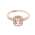 9K Rose Gold Morganite & Diamond Halo Ring