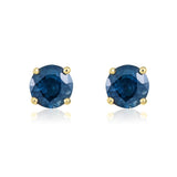 9K Yellow Gold Sapphire Stud Earrings