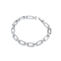 Rectangle Link Ladies Silver CZ Bracelet