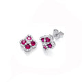Red Four Leaf Clover CZ Stud Earrings