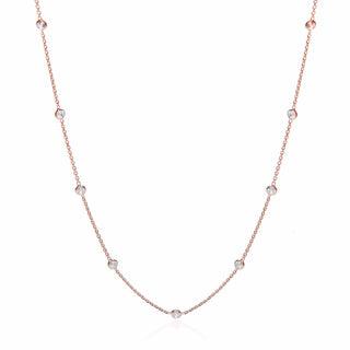 Rose Coated Rubover 11 CZ's Necklace 18