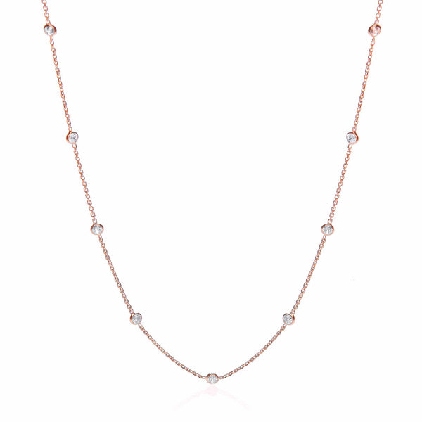 Rose Coated Rubover 11 CZ's Necklace 18