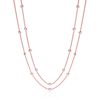 Rose Coated Rubover 23 CZ's Necklace 38