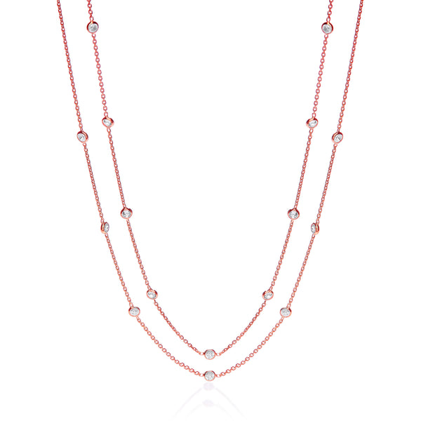 Rose Coated Rubover 23 CZ's Necklace 38