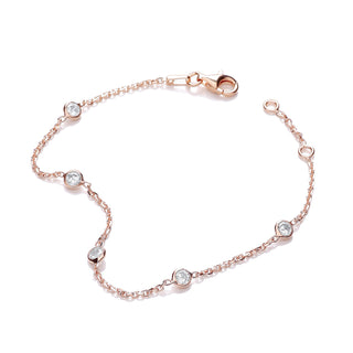 Rose Coated Rubover 5 CZ's Bracelet 7