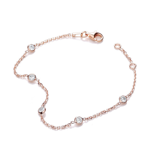 Rose Coated Rubover 5 CZ's Bracelet 7