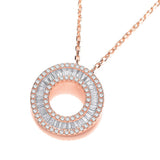 Rose Coated Silver Circle Of Life Baguettes & Round CZ 17" Necklace