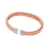 Rose Coated Silver CZ Torque Bangle