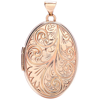 Rose Gold Oval Locket With Design