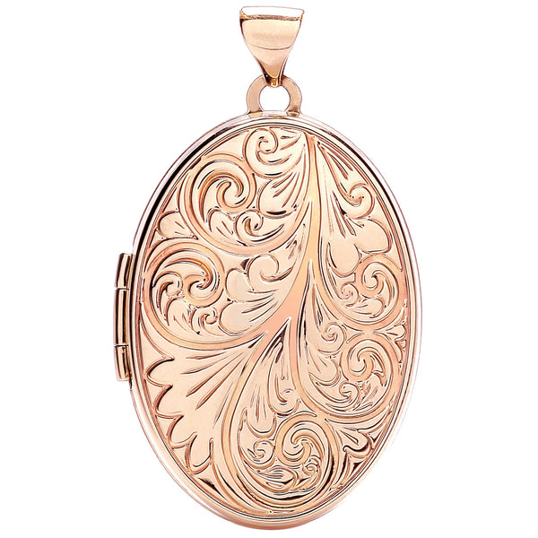 Rose Gold Oval Locket With Design