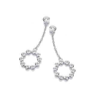 Rubover CZ Circle Of Life Chain Drop Earrings