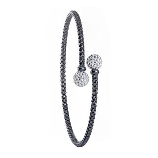 Ruthenium Cross Over CZ Balls Bangle