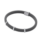 Ruthenium Mangetic Bangle With Three Rows Of CZ's