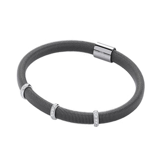Ruthenium Mangetic Bangle With Three Rows Of CZ's