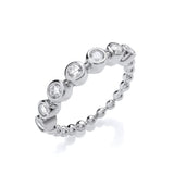 Seven CZ Beaded Silver Ring