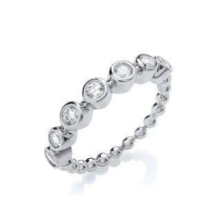 Seven CZ Beaded Silver Ring