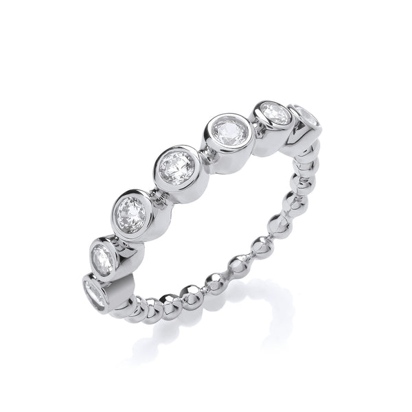 Seven CZ Beaded Silver Ring