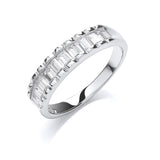 Silver 10 Baguettes CZ Half Et Ring