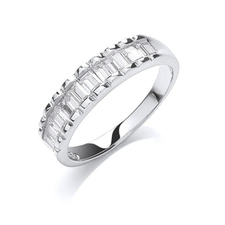 Silver 10 Baguettes CZ Half Et Ring
