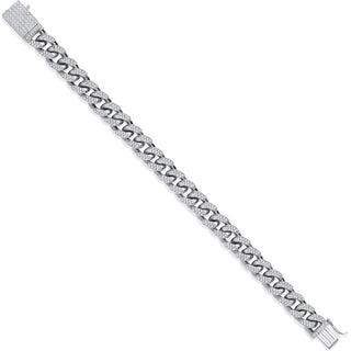 Silver 10mm Cuban Curb Link With CZ Gents Bracelet