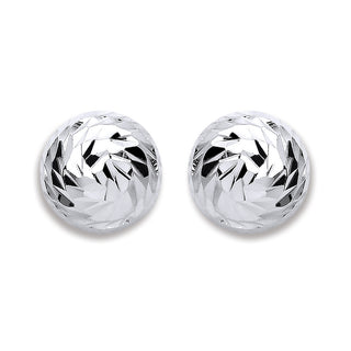 Silver 10mm Disco Half Ball Earrings