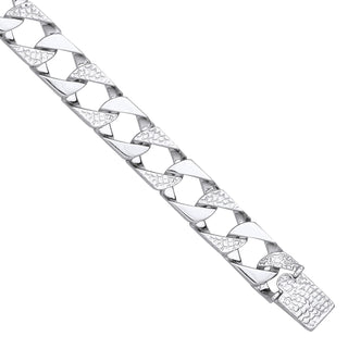 Silver 10mm Plain & Patterned Cast Bracelet