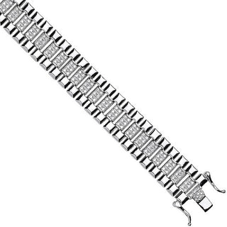 Silver 12mm Fancy CZ Link Baby/ladies Bracelet
