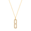 Silver 18ct Yg Plated Necklace With CZ Paper Clip Drop Pendant