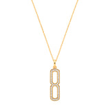 Silver 18ct Yg Plated Necklace With CZ Paper Clip Drop Pendant