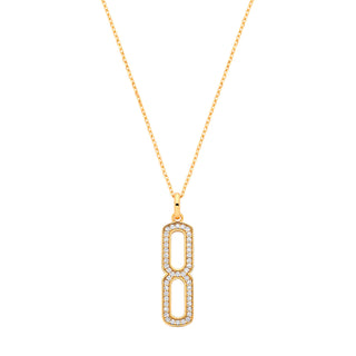 Silver 18ct Yg Plated Necklace With CZ Paper Clip Drop Pendant