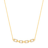 Silver 18ct Yg Plated Necklace With CZ Paper Clip Pendant