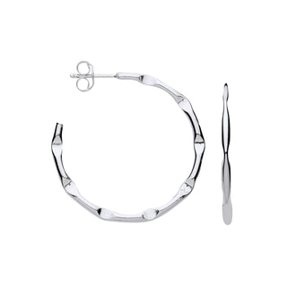 Silver 2.0mm Bamboo Hoop Earrings
