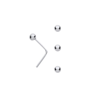 Silver 2.5mm Ball Nose Studs (Pack Of 3)