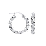 Silver 22mm Beaded Hoop Earrings