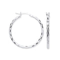 Silver 25mm Hoop, Checkerboard Design