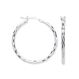 Silver 25mm Hoop, Checkerboard Design