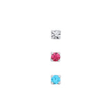 Silver 2mm Crystal Nose Studs (Set Of 3)