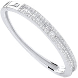 Silver 3 Row CZ Baguette Centre Baby Bangle