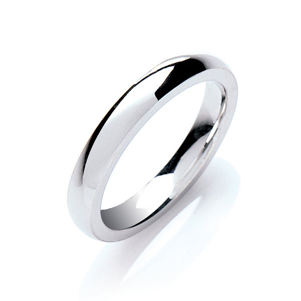 Silver 3mm Court Shape Plain Band J